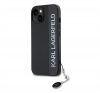 Karl Lagerfeld PU Saffiano Rhinestone Charm Apple iPhone 14 hátlap tok, fekete