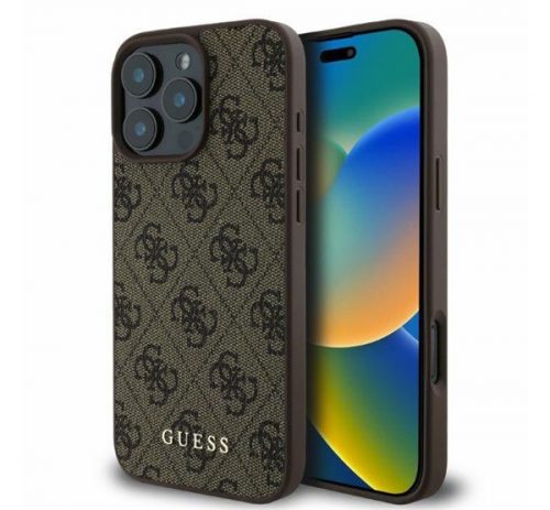 Guess 4G Classic Apple iPhone 16 Pro hátlap tok, barna GUHCP16LG4GFBR