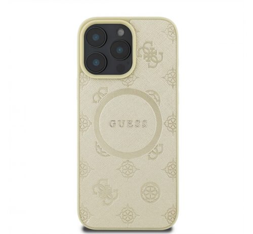 Guess Saffiano Peony Classic Logo Apple iPhone 16 Pro hátlap tok, arany GUHMP16LPSAPSMED