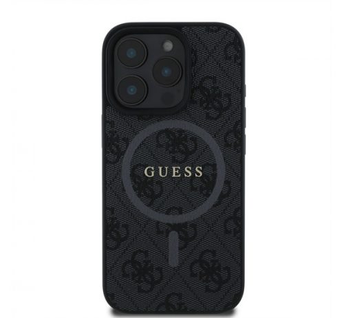 Guess 4G Ring Classic Logo Apple iPhone 16 Pro Max hátlap tok, fekete/barna GUHMP16XG4GFRK