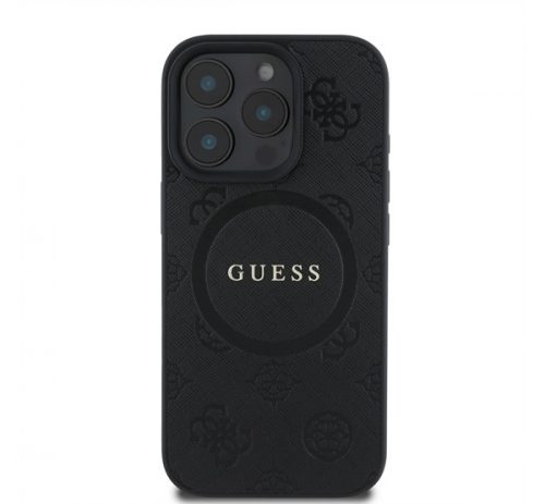 Guess Saffiano Peony Classic Logo Apple iPhone 16 Pro Max hátlap tok, fekete/barna GUHMP16XPSAPSMEK