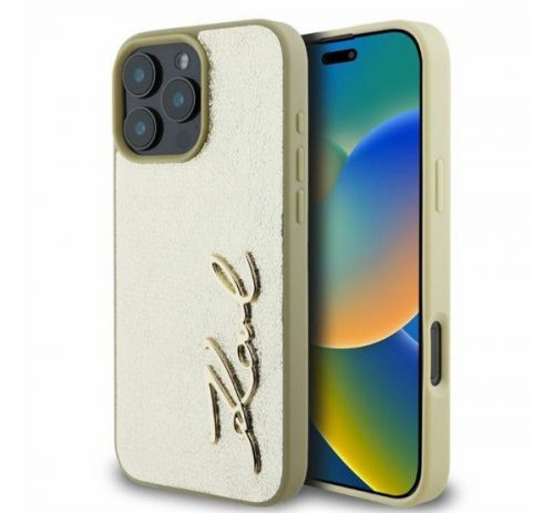 Karl Lagerfeld Metal Signature Apple iPhone 16 Pro Max, arany KLHCP16XPFMFBKMD