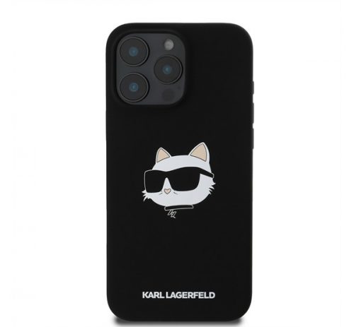 Karl Lagerfeld Liquid Silicone Choupette Head MagSafe Apple iPhone 16 Pro Max hátlap tok, fekete