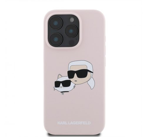 Karl Lagerfeld Liquid Silicone Double Heads MagSafe Apple iPhone 16 Pro hátlap tok, rózsaszín