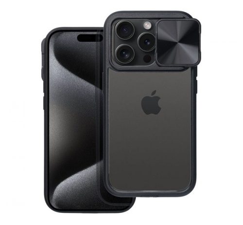 Slider Apple iPhone 16 Pro kameravédős szilikon tok, fekete