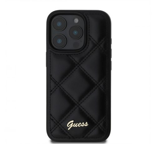 Guess PU Leather Quilted Apple iPhone 16 Pro hátlap tok, fekete