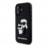 Karl Lagerfeld 3D Rubber Karl and Choupette Apple iPhone 16 Plus hátlap tok, fekete