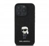 Karl Lagerfeld Fixed Glitter Metal Ikonik Apple iPhone 16 Pro hátlap tok, fekete