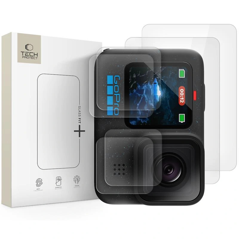 Tech-Protect Glass Fit+ GoPro Hero 9 / 10 / 11 / 12 kijelzővédő üvegfólia, átlátszó (2db)