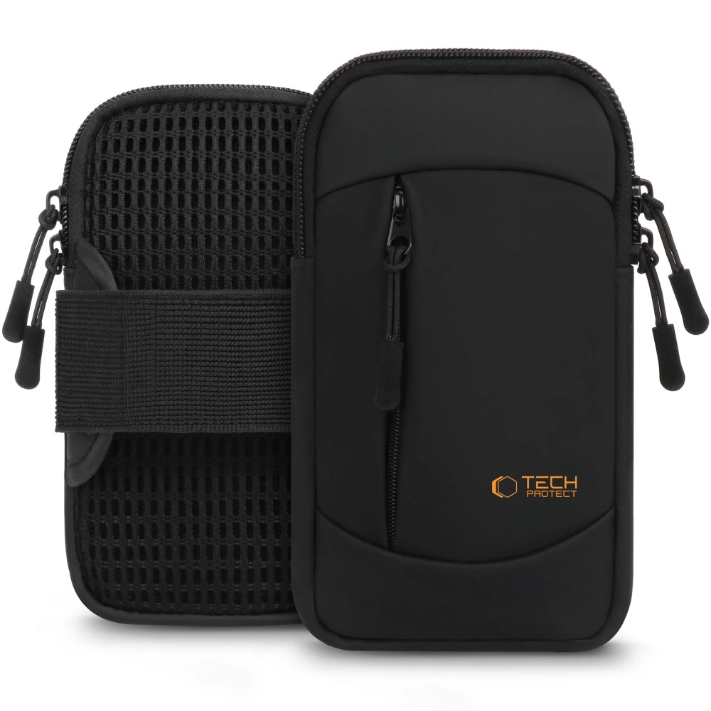 Tech-Protect M6 univerzális tartó / táska, futáshoz / sportoláshoz / túrázáshoz, fekete-narancs