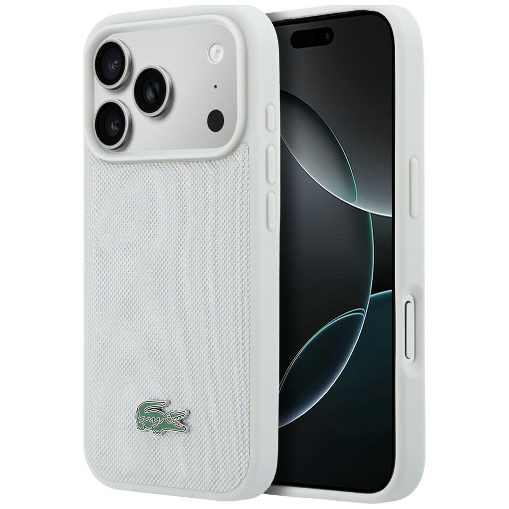 Lacoste Petit Pique Lacquer Logo Apple iPhone 17 Pro Max mágneses hátlap tok, MagSafe, fehér