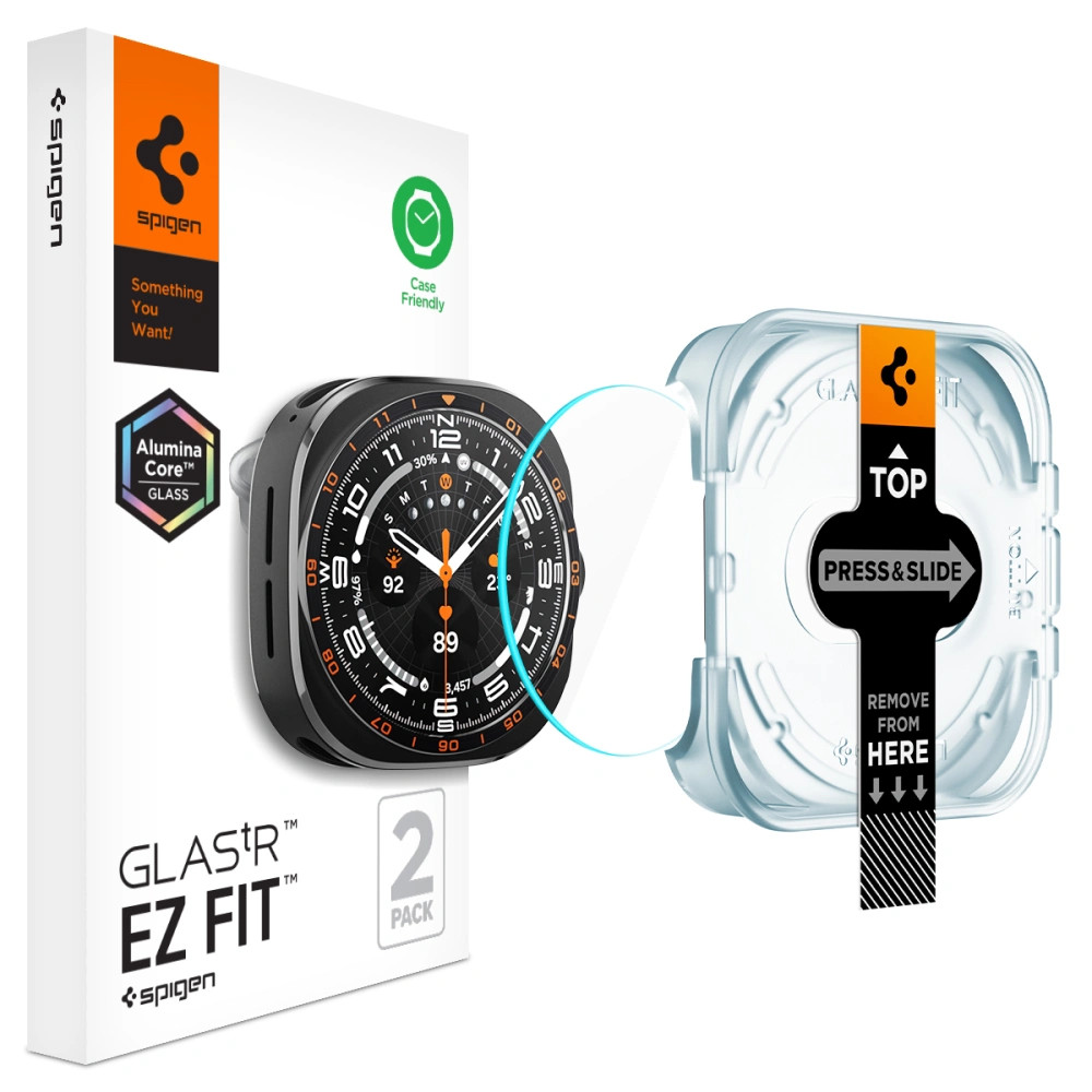 Spigen Glas.tR EZ Fit Samsung Galaxy Watch Ultra 2 (2026) tempered kijelzővédő fólia felhelyező kerettel (2db)
