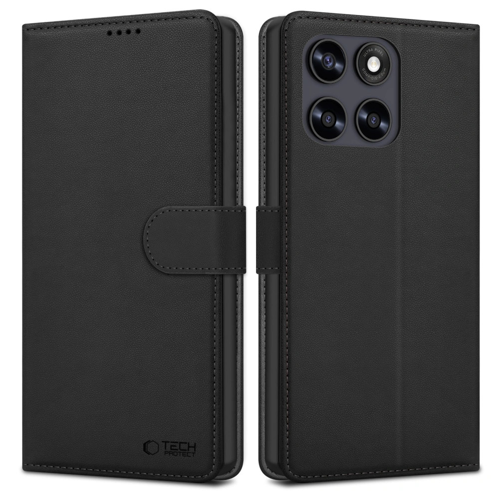 Tech-Protect Wallet Motorola G67 / G77 / G87 flip / kinyitható tok, fekete