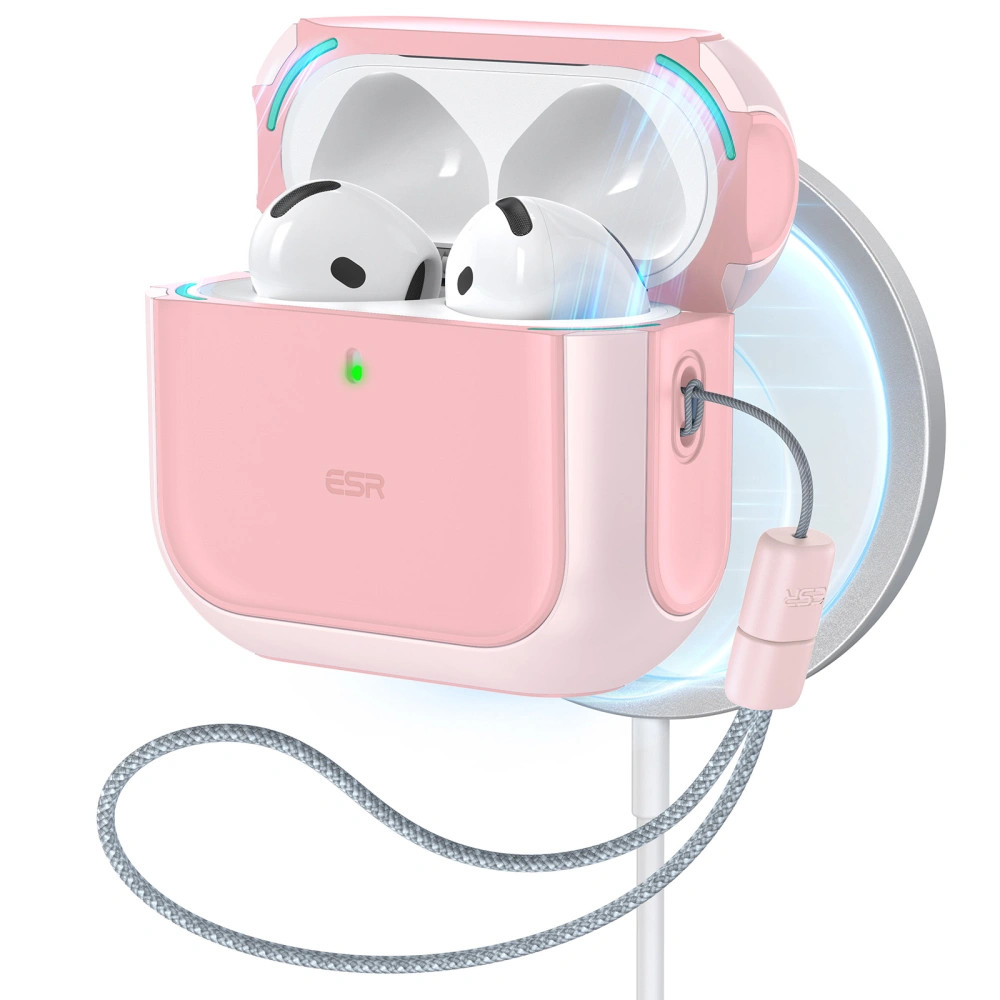ESR Orbit Hybrid Halolock AirPods 4 / Airpods 5 tok, MagSafe, mágneses záródás, rózsaszín