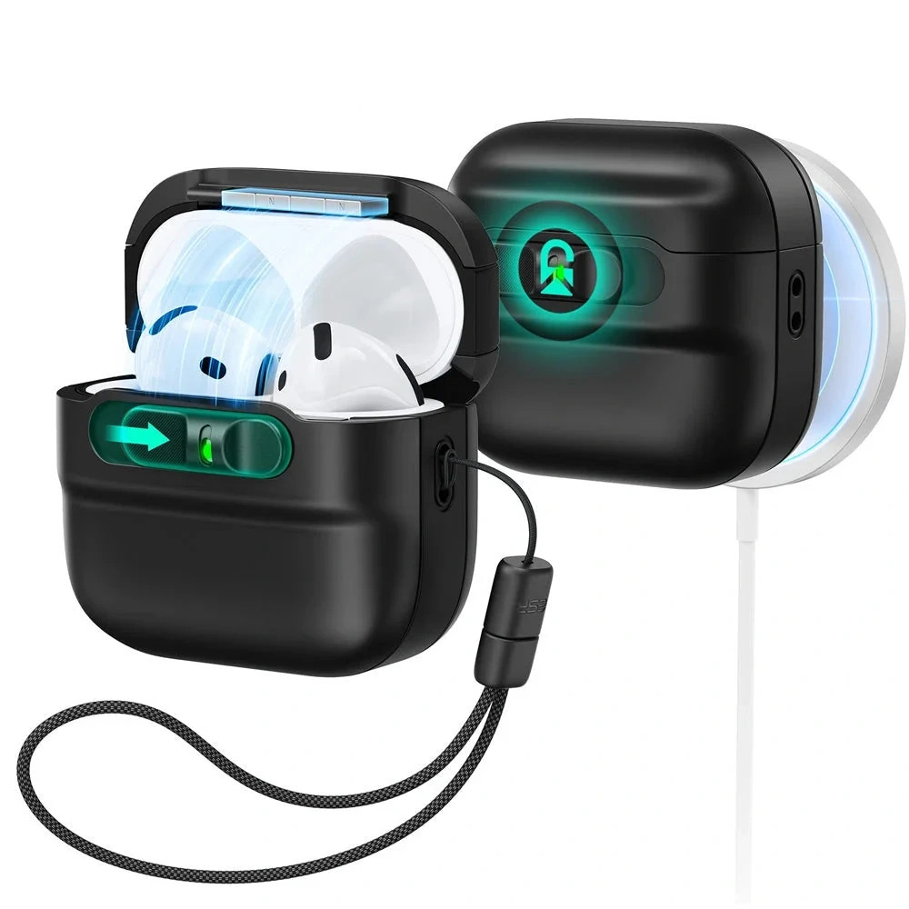 ESR Pulse Halolock AirPods 4 / Airpods 5 tok, MagSafe, mágneses záródás, fekete