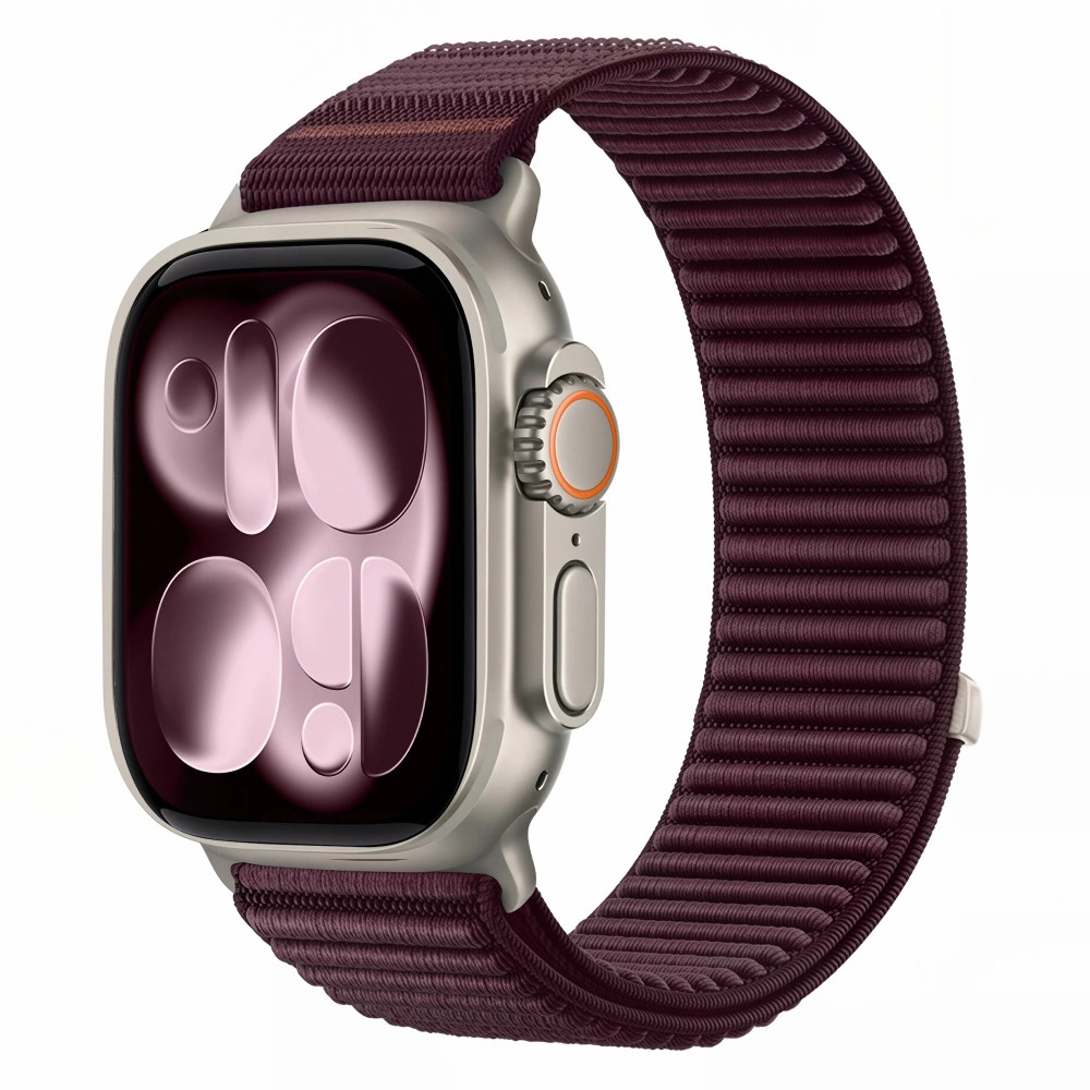 Tech-Protect Nylonloop Apple Watch 8 / 9 / 10 / 11 / 12 / SE / Ultra (44/45/46/49mm) szíj, szövet, burgundi