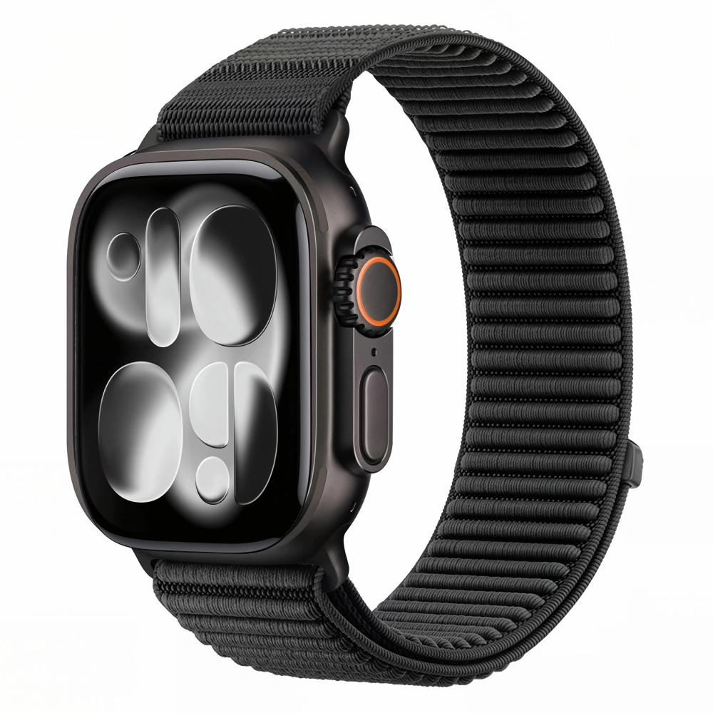 Tech-Protect Nylonloop Apple Watch 8 / 9 / 10 / 11 / 12 / SE / Ultra (44/45/46/49mm) szíj, szövet, fekete