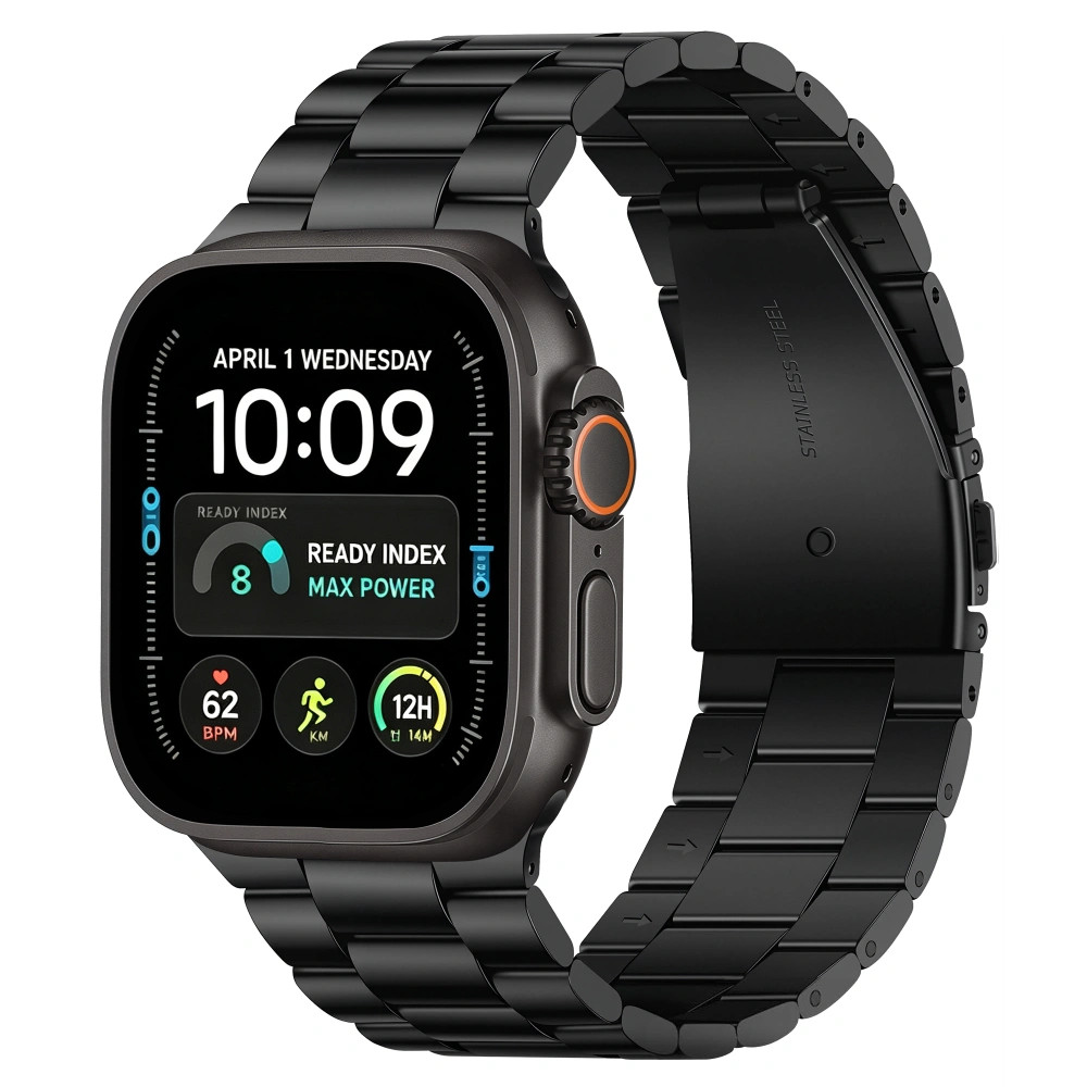 Tech-Protect Stainless Apple Watch 8 / 9 / 10 / 11 / 12 / SE / Ultra (44/45/46/49mm) szíj, fém, fekete
