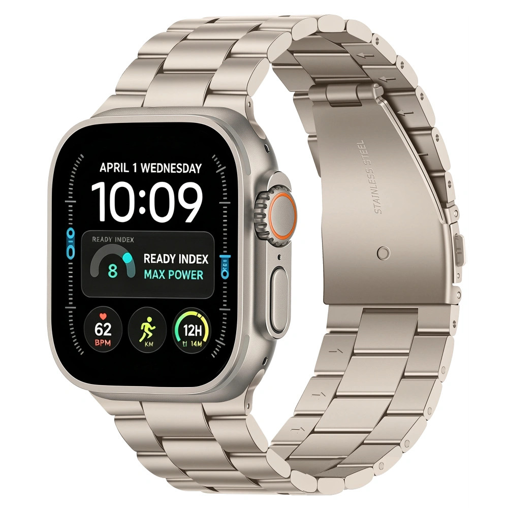 Tech-Protect Stainless Apple Watch 8 / 9 / 10 / 11 / 12 / SE / Ultra (44/45/46/49mm) szíj, fém, bézs