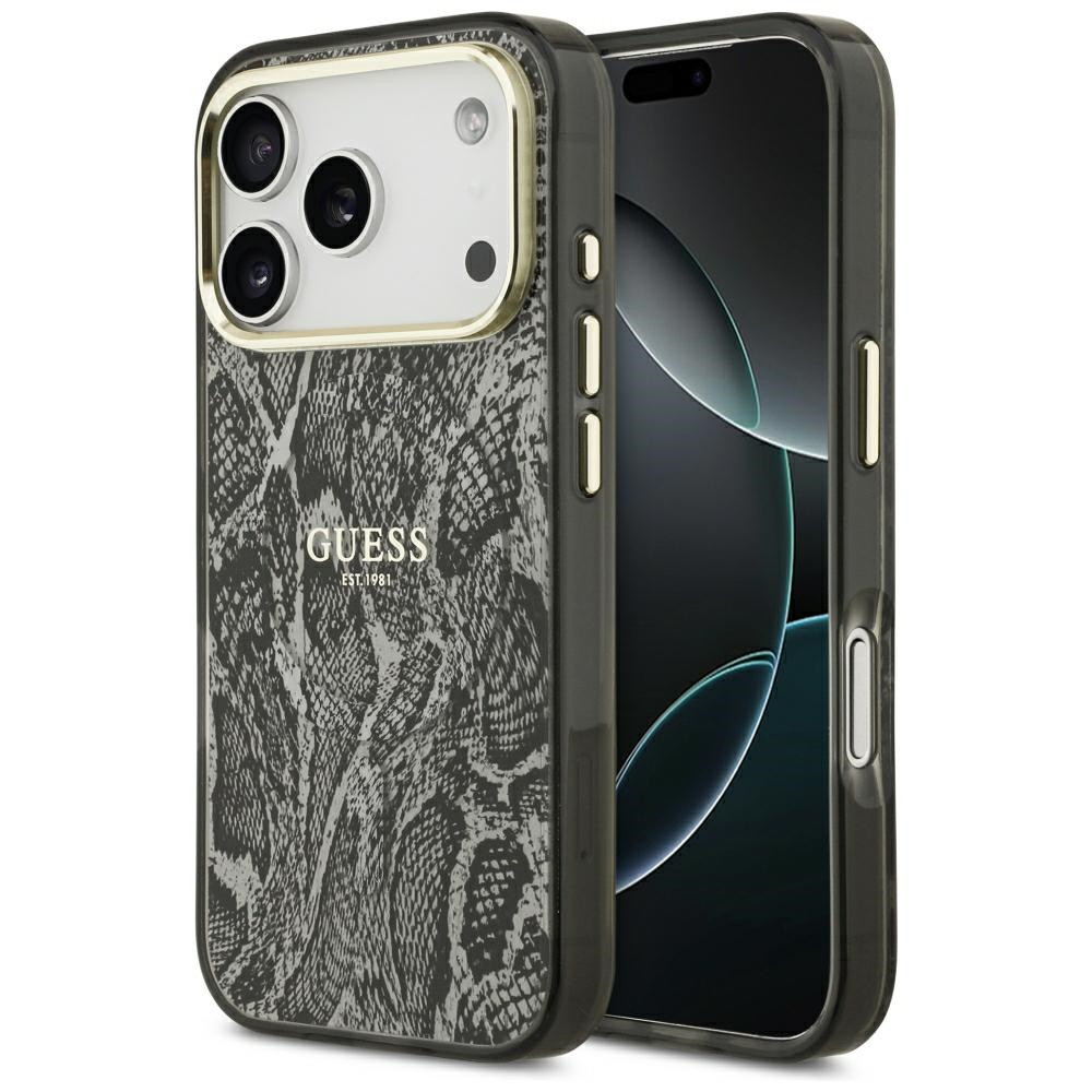 Guess Python Pattern Apple iPhone 18 Pro / 17 Pro tok, MagSafe, piton minta, szürke