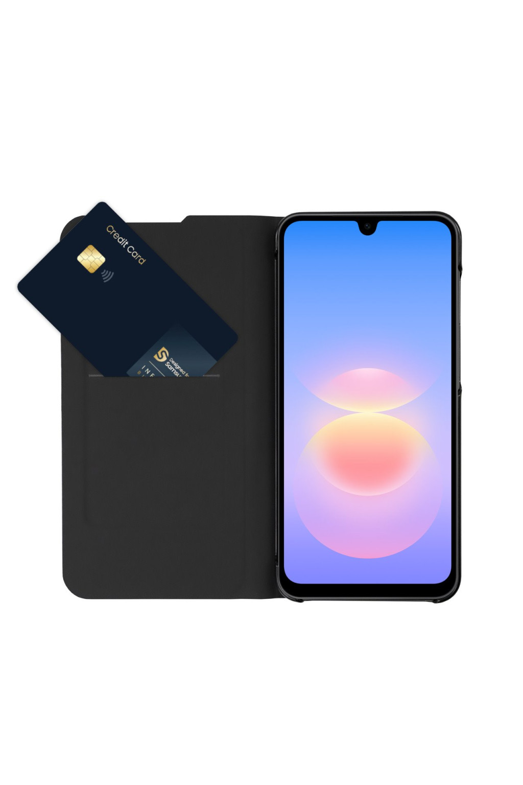 Samsung by Mobeen Samsung Galaxy A17 / Galaxy A18 flip tok kártyatartóval, kinyitható, fekete