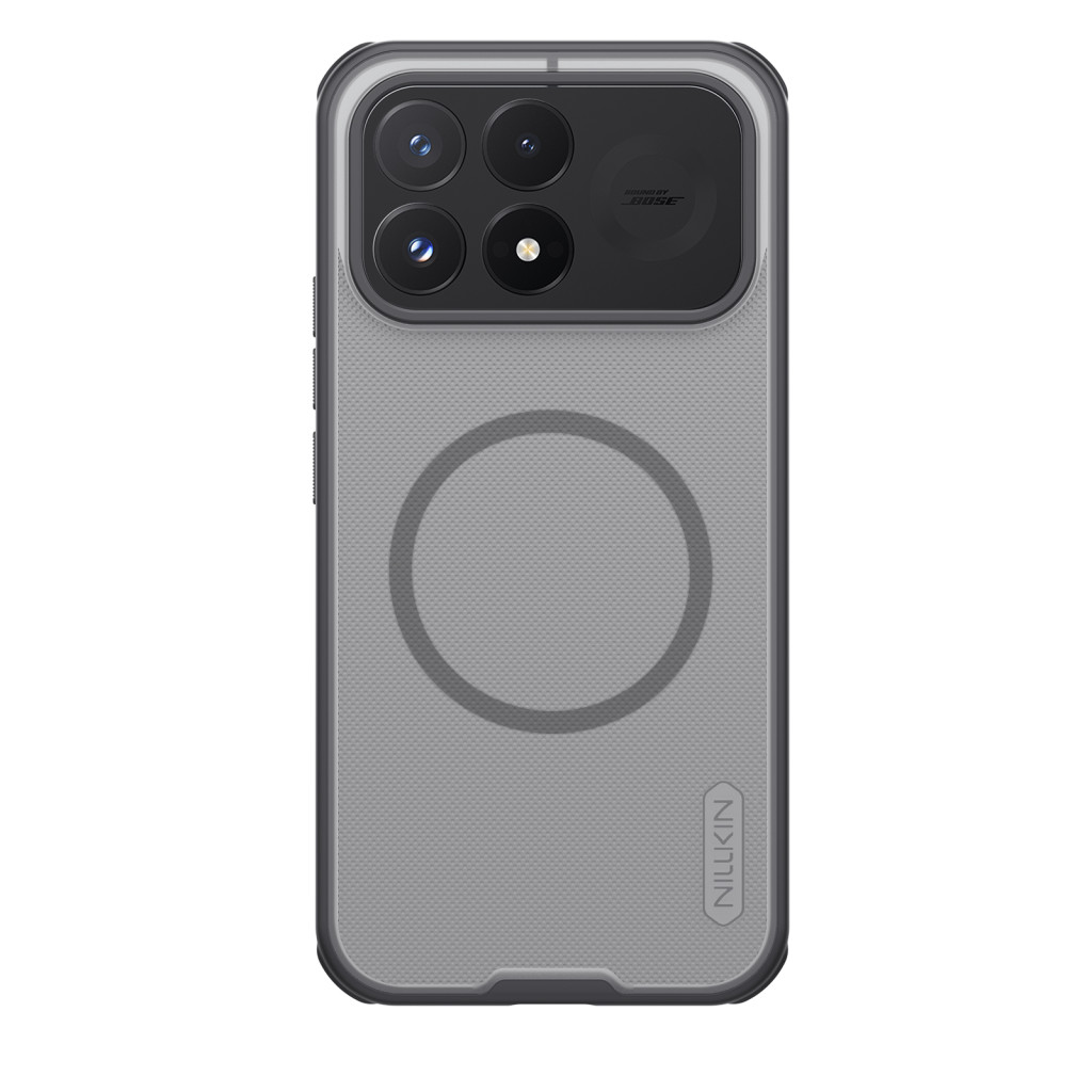 Nillkin Super Frosted PRO Magnetic Poco F9 Pro mágneses műanyag hátlap tok, MagSafe, átlátszó-fekete